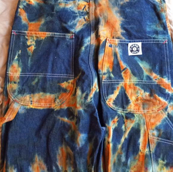 Tie dye Overalls 34×32, Grateful Dead patch Overalls, blue × orange Overalls - Picture 6 of 12